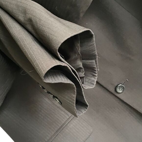 Alfred SUNG Black Pinstripe Wool Blazer Jacket 42L - Picture 6 of 9